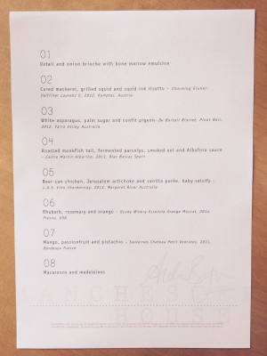 8 course tasting menu, Manchester House