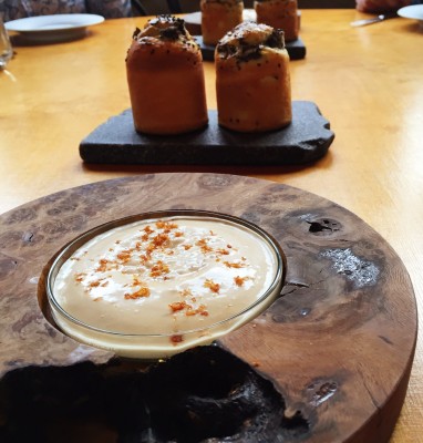Oxtail and onion brioche with bone marrow emulsion, Manchester House restaurant