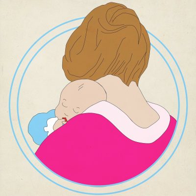 Cartoon mother soothing baby