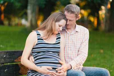 Hubby and I in Cringle Park Levenshulme with a large baby bump