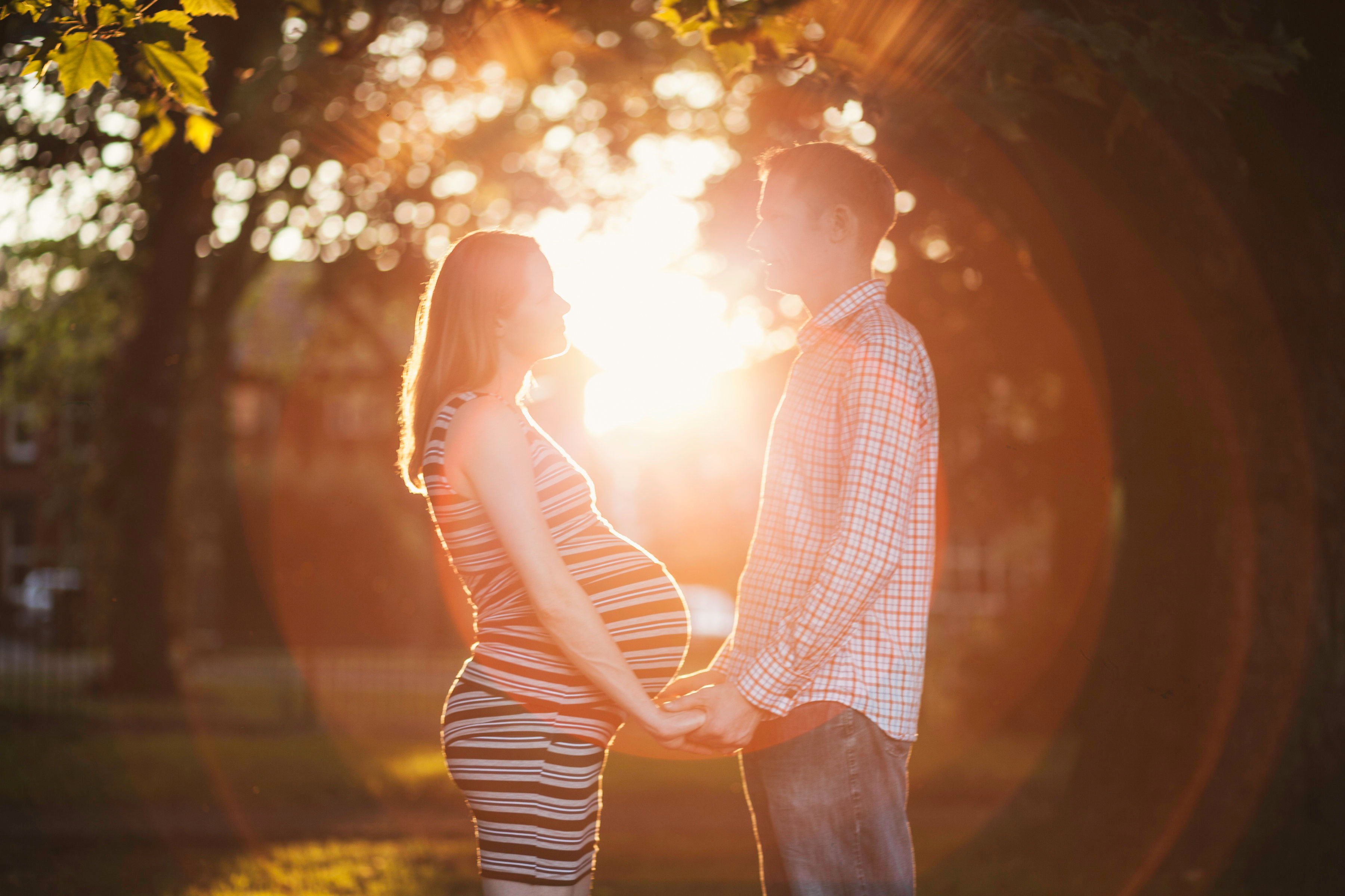 Hubby and I in Cringle Park Levenshulme with a large baby bump