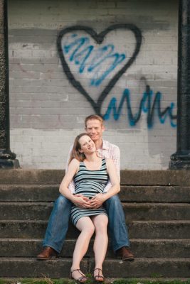 Hubby and I in Cringle Park Levenshulme with a large baby bump