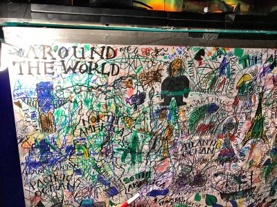 Around The World doodle wall at Big Fish Little Fish