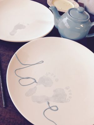 love plates and teapot