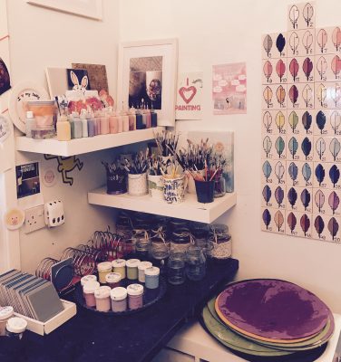 selection of paint colours on tiles