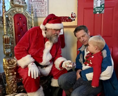 Receiving a gift from Santa