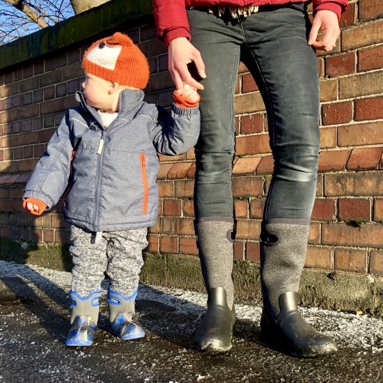 Mummy and toddler in Bogs wellies