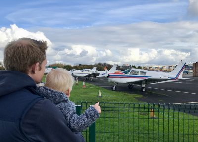 Watching planes take off at Barton Airport