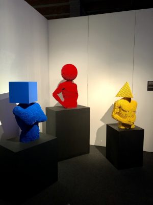 Lego sculptures with shaped heads